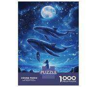 Puzzles De 1000 Pièces Whale Dreams Under Moonlight Puzzle Anti-Stress, Décoration Murale, Cadeaux Uniques pour Anniversaire Et Noël 52x38cm/1000pcs