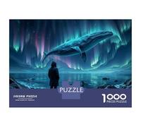 Puzzles De 1000 Pièces - Whale Watching Aurora Borealis Puzzle Casse-tête, Jeu De Réflexion, Décoration Murale, Idéal comme Cadeau pour Toute La Famille 52x38cm/1000pcs