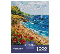 Puzzles De 1000 Pièces Where Poppies Meet The Waves Puzzle Adulte Jeu Manuel Une Œuvre d'art Cadeaux Uniques pour Anniversaire Et Noël 38x26cm/1000pcs