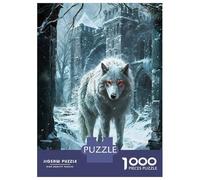 Puzzles De 1000 Pièces White Dire Wolf Snow Watch Puzzles pour Adultes Jouets Anti-Stress Loisirs À La Maison Interaction Parent-Enfant 38x26cm/1000pcs