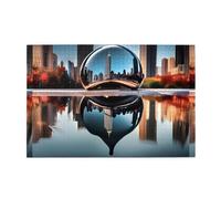 Puzzles de 1000 pièces Whjdpp Chicago avec image réfléchie éducative intellectuelle, puzzle en bois, jeu amusant pour soulager le stress