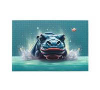 Puzzles de 1000 pièces Whjdpp Plongée Hippopotame Image éducative intellectuelle en bois Puzzles amusants Jeu anti-stress