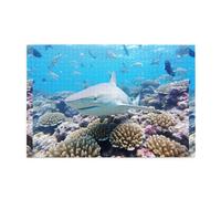 Puzzles de 1000 pièces Whjdpp requin par Coral Reef - Puzzles éducatifs intellectuels en bois - Puzzles amusants pour soulager le stress