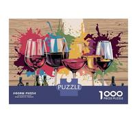 Puzzles De 1000 Pièces - Wine Glasses & Bottles Set Puzzle Casse-tête, Jeu De Réflexion, Décoration Murale, Idéal comme Cadeau pour Toute La Famille 38x26cm/1000pcs