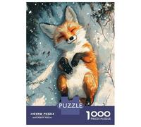 Puzzles De 1000 Pièces - Winter Fox in Snow Puzzle Casse-tête, Jeu De Réflexion, Décoration Murale, Idéal comme Cadeau pour Toute La Famille 70x50cm/1000pcs