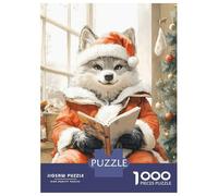 Puzzles De 1000 Pièces - Wolf in Santa Suit Reading Puzzle Casse-tête, Jeu De Réflexion, Décoration Murale, Idéal comme Cadeau pour Toute La Famille 70x50cm/1000pcs