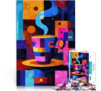 Puzzles de 2000 pièces pour Adolescents Café géométrique expressionniste - 6 Art Abstrait Vibrant du café défi éducatif Cadeau Amusant 70x100cm