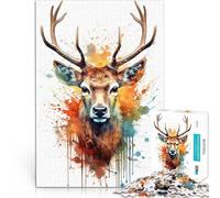 Puzzles de 2000 pièces pour Adolescents Cerf Aquarelle Entraînez Votre Cerveau et Vos Mains Jeu de défi Unique 70x100cm