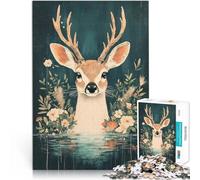 Puzzles de 2000 pièces pour Adolescents Cerf dans l'eau Florale Jeu Familial pour et Renforcer l'amour Entre Les Couples 70x100cm