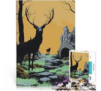 Puzzles de 2000 pièces pour Adolescents Cerf en Silhouette dans Une forêt Mystique Jeu intellectuel Une œuvre d'art 70x100cm