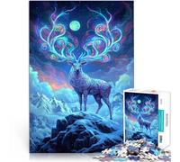 Puzzles de 2000 pièces pour Adolescents Cerf Mystique sous Un Ciel étoilé Jeu de Quiz Convient pour la décoration de Bureau 70x100cm