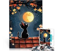 Puzzles de 2000 pièces pour Adolescents Chat Noir au Clair de Lune Jeu intellectuel Car C'est Un pour Toute la Famille 70x100cm