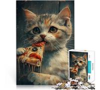 Puzzles de 2000 pièces pour Adolescents Chaton Pizza Mignon Jouets Jeux éducatifs Soulagement du Stress Idées Cadeaux 70x100cm