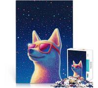 Puzzles de 2000 pièces pour Adolescents Chien avec des Lunettes de Soleil Devant Les étoiles Jeu intellectuel Bon Cadeau 70x100cm