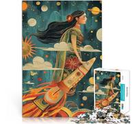 Puzzles de 2000 pièces pour Adolescents Femme Indienne chevauchant Une fusée Casse-tête pour Œuvre d'art 70x100cm