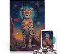 Puzzles de 2000 pièces pour Adolescents Guépard étoilé Jouets éducatifs d'apprentissage avec Affiche et Feuille de Questions correspondantes 70x100cm