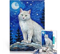 Puzzles de 2000 pièces pour Adolescents Lynx Roux Blanc sous Le Ciel Nocturne Jeux Amusants décoration Murale 70x100cm