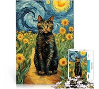 Puzzles de 2000 pièces pour Adolescents Nuit du Chat Art étoilé Jouets Anti-Stress Renforcer l'amour Entre Les Couples 70x100cm