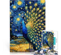Puzzles de 2000 pièces pour Adolescents Paon sous la Nuit étoilée~ Jeu Stimulant avec des pièces de Formes aléatoires entièrement imbriquées 70x100cm