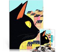 Puzzles de 2000 pièces pour Adolescents Paysage Urbain du Chat Noir Jouets de Jeu Activités Amusantes à la Maison, Cadeaux d'anniversaire, Cadeaux de Voyage, 70x100cm