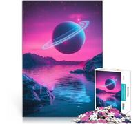 Puzzles de 2000 pièces pour Adolescents Planète Semblable à Saturne dans Le Ciel Rose Casse-tête pour Idées Cadeaux 70x100cm