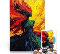 Puzzles de 2000 pièces pour Adolescents Résumé Femme en Flammes Assemblage du modèle avec Affiche et Feuille de Questions correspondantes 70x100cm