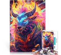 Puzzles de 2000 pièces pour Adolescents Taureau de Flamme Arc-en-Ciel Jeu de Quiz Activités Amusantes à la Maison, Cadeaux d'anniversaire, Cadeaux de Voyage, 70x100cm
