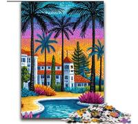 Puzzles de 2000 pièces pour Adolescents, Ville balnéaire, Jeux de détente pour renforcer l'amour Entre Couples (70x100cm)