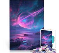 Puzzles de 2000 pièces pour Adolescents Vue de Saturne sur Une planète Jeu de Quiz avec Affiche et Feuille de Questions correspondantes 70x100cm