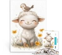 Puzzles de 2000 pièces pour Adultes Agneau Souriant avec Oiseau Coupe de précision Renforcer l'amour Entre Les Couples 70x100cm