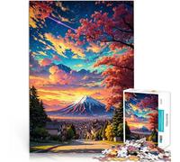 Puzzles de 2000 pièces pour Adultes Anime Sakura Mont Fuji Coucher de Soleil Jeux Amusants Cadeaux d'anniversaire 70x100cm