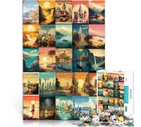 Puzzles de 2000 pièces pour Adultes Art de l'épissage d'affiches de Voyage Fait de Papier，pour Les 14 Ans et Plus Jeu Pratique Cadeau pour Les Anniversaires。Taille：70x100cm/27.5x39.3pouce