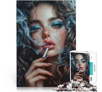 Puzzles de 2000 pièces pour Adultes “Belle Femme fumant” Fait de Papier,pour Les 14 Ans et Plus Jouets de décoration pour la Maison Idées Cadeaux。Taille:70x100cm/27.5x39.3pouce