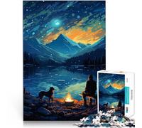 Puzzles de 2000 pièces pour Adultes Camping avec Un Chien Pixel Art Jeux éducatifs Renforcer l'amour Entre Les Couples 70x100cm