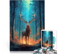 Puzzles de 2000 pièces pour Adultes Cerf dans la forêt mystérieux Jouets à Faire soi-même Décoration d'intérieur 70x100cm