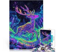 Puzzles de 2000 pièces pour Adultes Cerf néon dans la forêt Défi Difficile pour soulager Le Stress Jeu de défi Unique 70x100cm