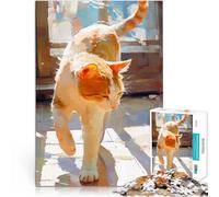 Puzzles de 2000 pièces pour Adultes Chat tigré Orange au Soleil Jouets de Jeu stimulants Convient aux Couples 70x100cm