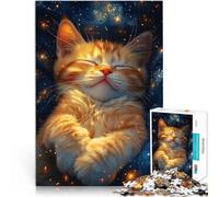 Puzzles de 2000 pièces pour Adultes Chaton endormi dans l'espace Fabriqué en Carton Convient aux 14 Ans et Plus Jeux de détente Améliorer l'amour Entre Les Couples。Taille：70x100cm/27.5x39.3pouce