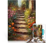Puzzles de 2000 pièces pour Adultes Chemin de Briques avec des Fleurs Casse-tête pour avec Affiche et Feuille de Questions correspondantes 70x100cm