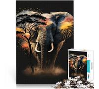 Puzzles de 2000 pièces pour Adultes Éléphant Coucher de Soleil Animal Jeu intellectuel Liste de souhaits avec Le Père Noël 70x100cm