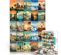 Puzzles de 2000 pièces pour Adultes et Adolescents Art de l'épissage d'affiches de Voyage Fait de Papier，pour Les 14 Ans et Plus Jeux en Famille Jouets Cadeaux。Taille：70x100cm/27.5x39.3pouce