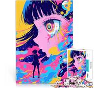 Puzzles de 2000 pièces pour Adultes Fille d'anime avec Un œil géant Casse-tête avec des pièces de Formes aléatoires entièrement imbriquées 70x100cm