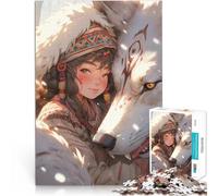 Puzzles de 2000 pièces pour Adultes Fille d'anime avec Un Loup Blanc Casse-tête Activités Amusantes à la Maison, Cadeaux d'anniversaire, Cadeaux de Voyage, 70x100cm