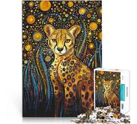 Puzzles de 2000 pièces pour Adultes Guépard sous la Nuit étoilée Jeux Jouets Cadeaux avec Affiche et Feuille de Questions correspondantes 70x100cm