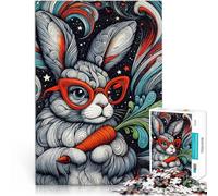 Puzzles de 2000 pièces pour Adultes “Lapin dans l'espace” Fait de Papier,pour Les 14 Ans et Plus avec des pièces complètement interconnectées de Formes aléatoires Une œuvre d'art。Taille:70x100cm
