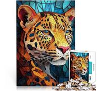 Puzzles de 2000 pièces pour Adultes Léopard dans Un vitrail Compétition de Vitesse Manuelle Idées Cadeaux 70x100cm