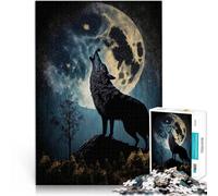 Puzzles de 2000 pièces pour Adultes Loup de Lune Solitaire Fait de Papier，Convient aux 14 Ans et Plus Œuvre d'art Décorations et Cadeaux Uniques pour la Maison。Taille：70x100cm/27.5x39.3pouce