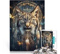 Puzzles de 2000 pièces pour Adultes Lynx Magique Fantastique Fait de Papier,pour Les 14 Ans et Plus Jeux éducatifs pour Adultes et Adolescents avec Affiche et Feuille de Quiz correspondantes。