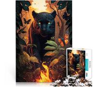 Puzzles de 2000 pièces pour Adultes Panthère Noire Ardente Réduction du Stress intéressante Œuvre d'art 70x100cm