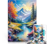 Puzzles de 2000 pièces pour Adultes Paysage de rivière de Montagne Jeux de détente Renforcer l'amour Entre Les Couples 70x100cm